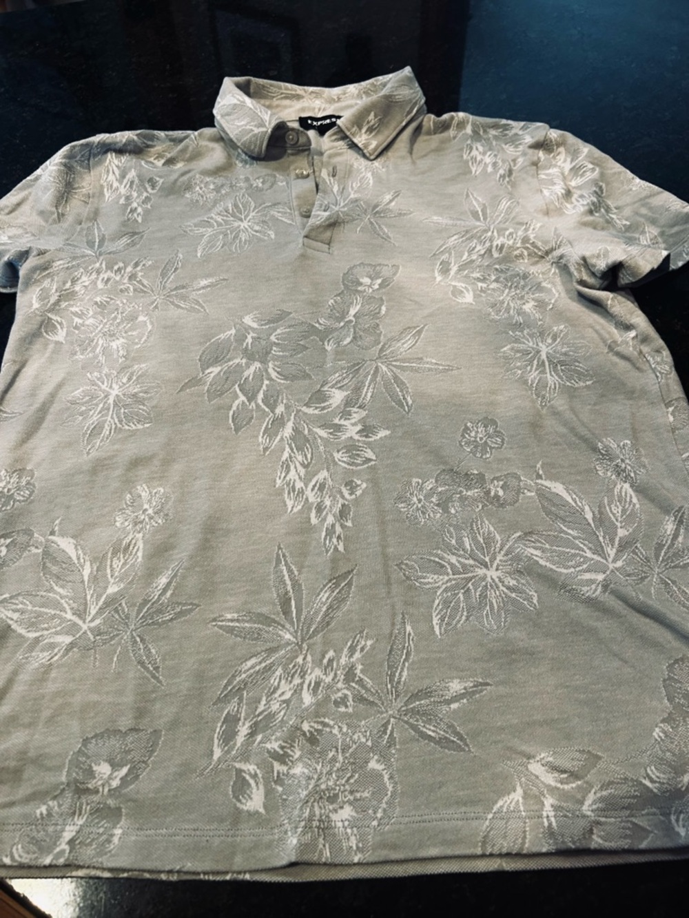 Banana Republic Light Olive Floral Polo Shirt
